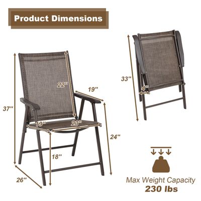Set of 4 Iron and Teslin Mesh Armrests and Backrest  Folding Patio Chairs