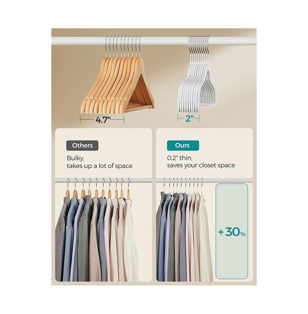 Slickblue Clothes Hangers, Pack of 50 Plastic Coat Hangers, Non-Slip, Space-Saving, Swivel Hook