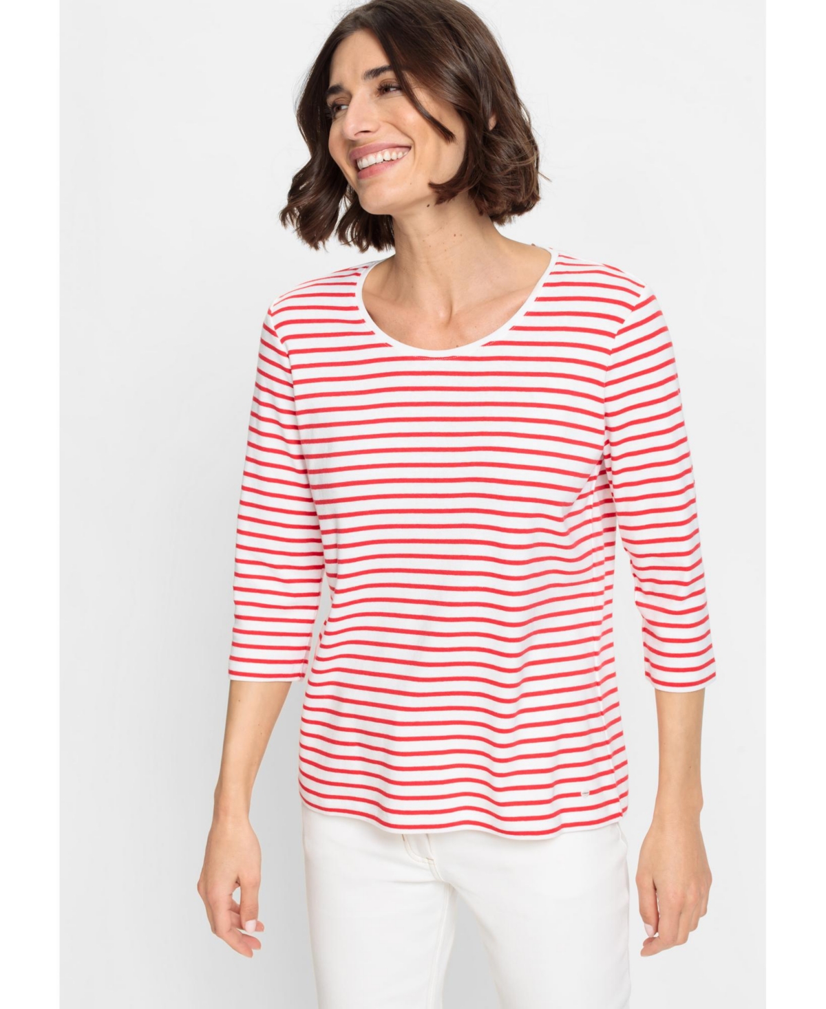 Olsen Women's 100% Cotton Striped T-Shirt
