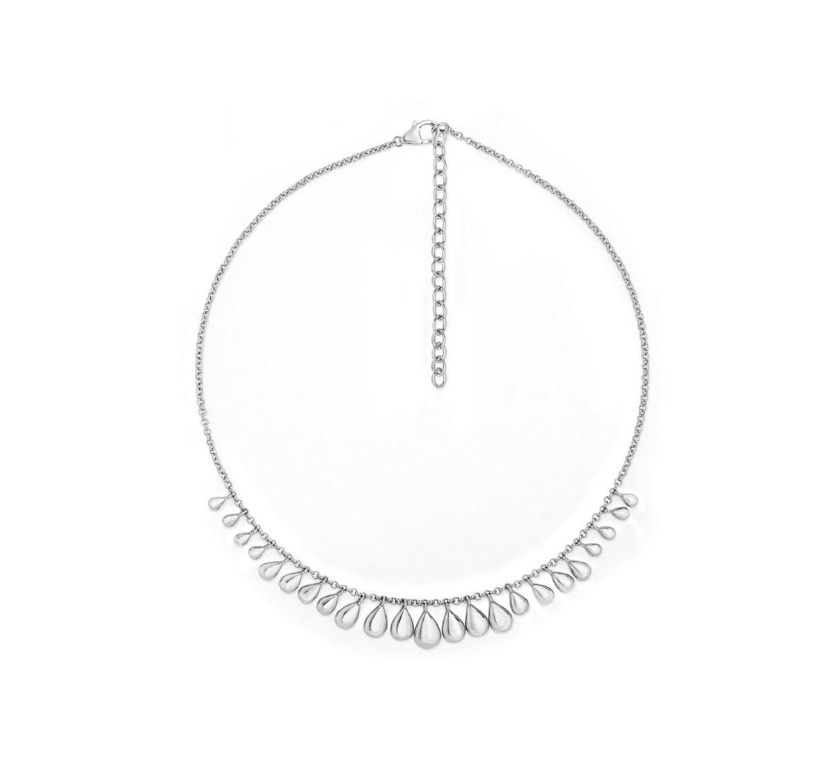multi Tear Choker Style Necklace - Silver
