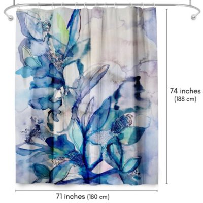 Aqua Floral by Hope Bainbridge Floral Shower Curtain, 71x74