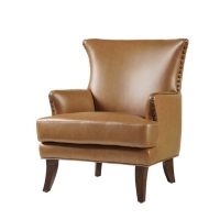 Hulala Home Hardamon Contemporary Leather Arm Chair with Nailhead Trim - Camel