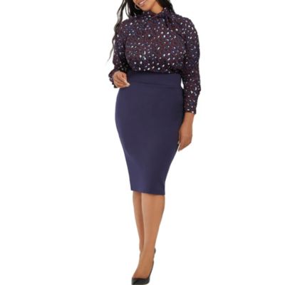 Women's Plus Size Neoprene Pencil Skirt