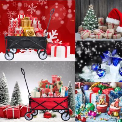 Streamdale Folding Wagon Garden Shopping Beach Cart (Red)