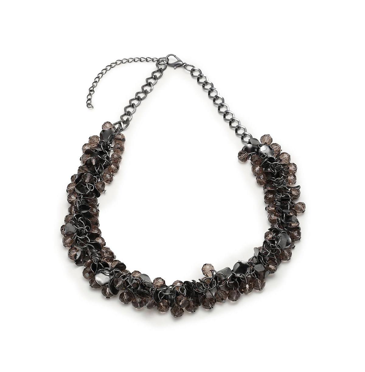 Women's Silver Cluster Collar Necklace - Black