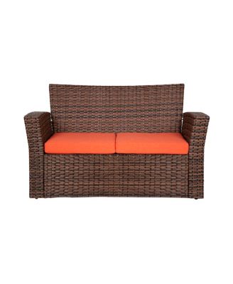 4 Piece Outdoor Wicker Rattan Conversation Sofa set with Coffee table