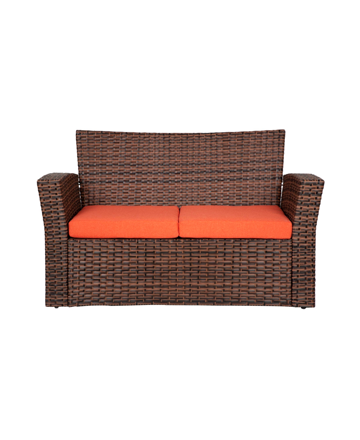 WestinTrends 4 Piece Outdoor Wicker Rattan Conversation Sofa set with Coffee table -orange