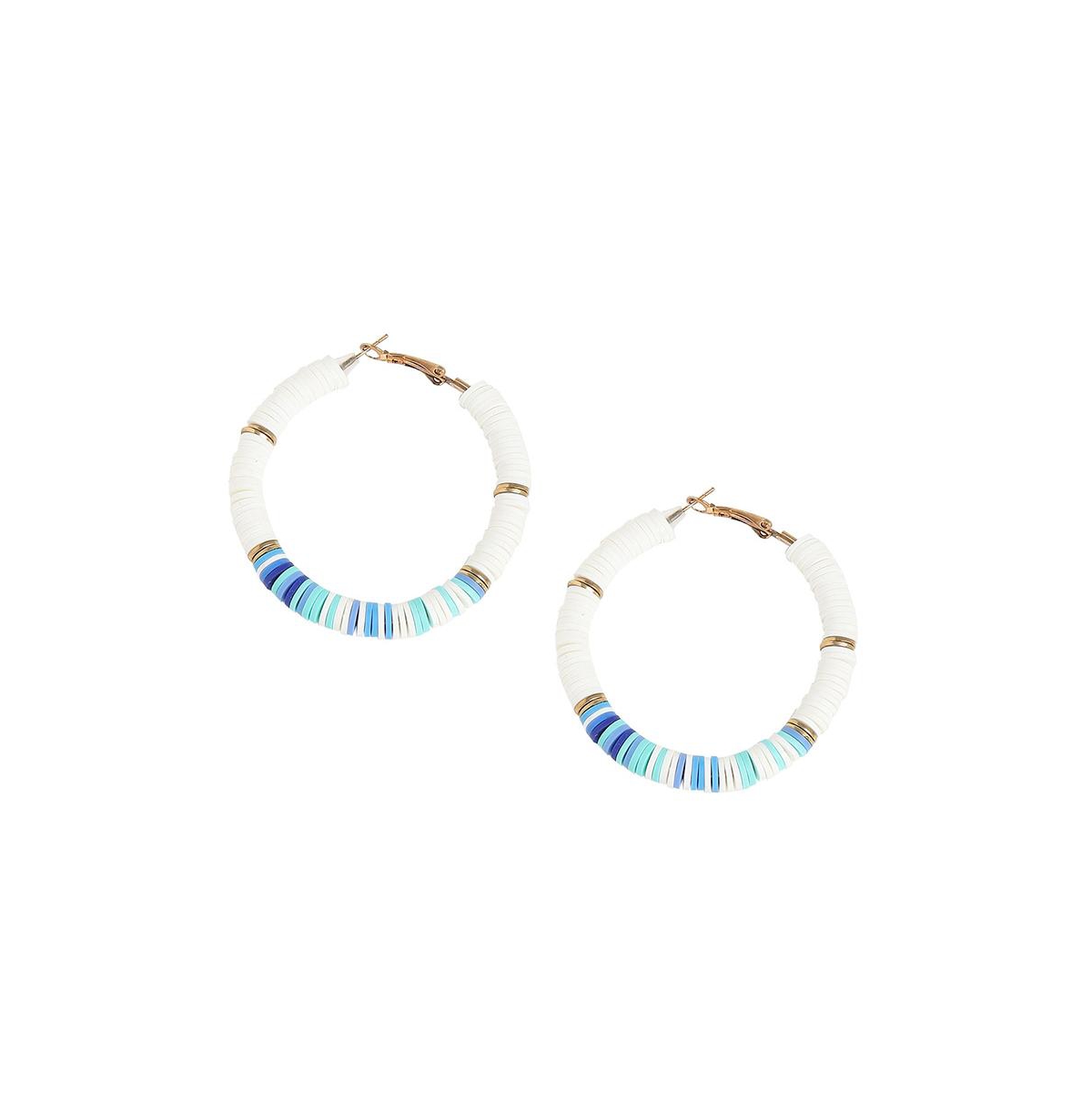 Sohi Women's Gold Beachy Hoop Earrings In White