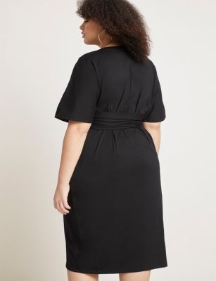 Women's Plus Size Cross Front Flutter Sleeve Dress