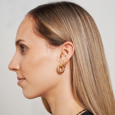 Croissant Hoop Earrings 14K Gold