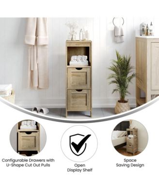 Delilah 2 Drawer Bathroom Storage Cabinet Organizer With Open Display Shelf