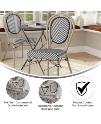 Mael Stacking Thonet Bistro Style Chair With Textilene Seat And Bamboo Finished Metal Frame For Indoor/Outdoor Use