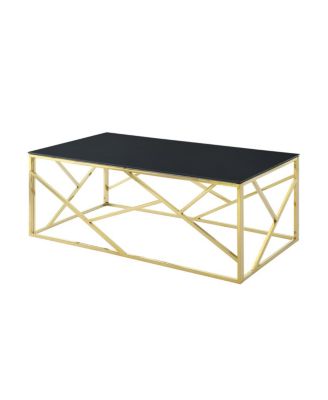 Rectangular Glass Top Coffee Table with Stainless Steel Frame