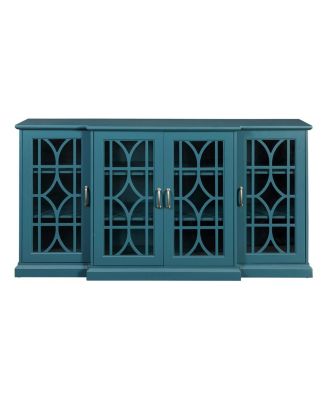 63" TV Stand, Storage Buffet Cabinet, Sideboard With Glass Door And Adjustable Shelves