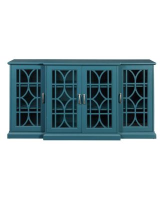 63" TV Stand, Storage Buffet Cabinet, Sideboard With Glass Door And Adjustable Shelves