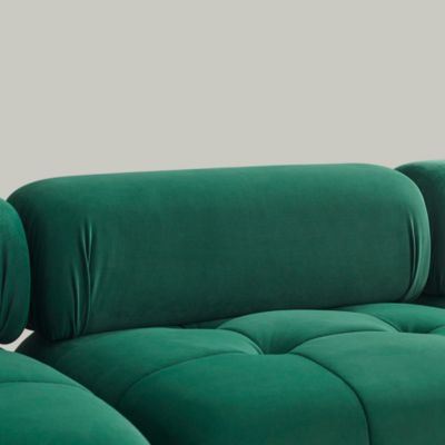 Streamdale DIY L-Shaped Green Velvet Sofa with Ottoman