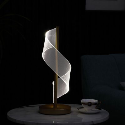 18.75" In Dinamo Modern" S" Wave Swirl Acrylic LED Brushed Gold Table Lamp