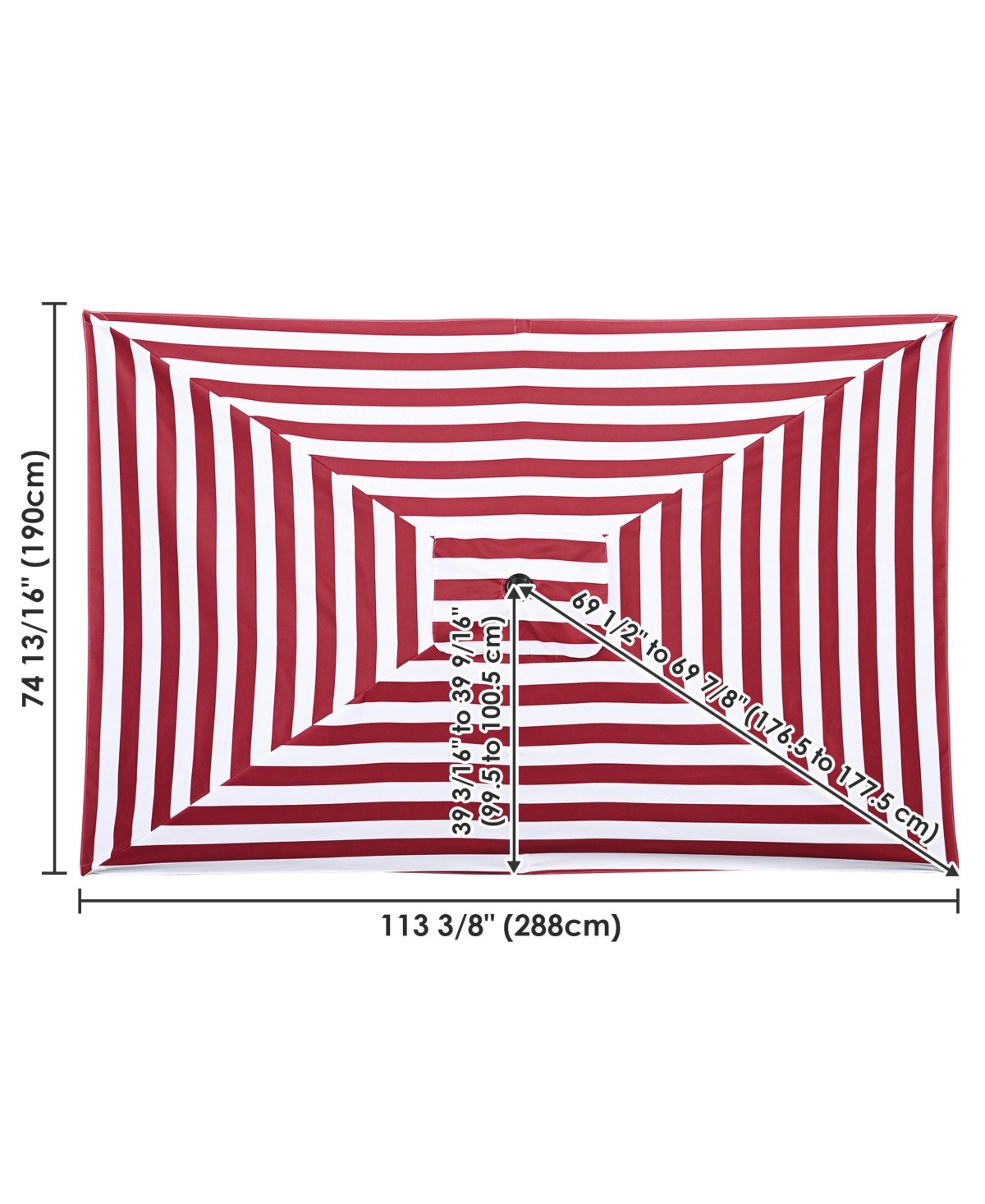 10x6.5 Ft Patio Umbrella Replacement Canopy Market Table Top Sunshade Cover Deck