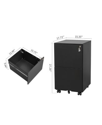 Simplie Fun Steel Mobile File Cabinet with Lock & Anti-tilt Wheels