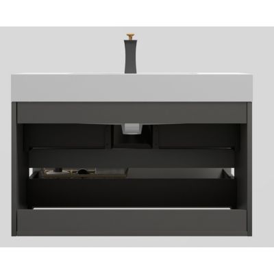 36" Gray Bathroom Vanity with Sink & Storage