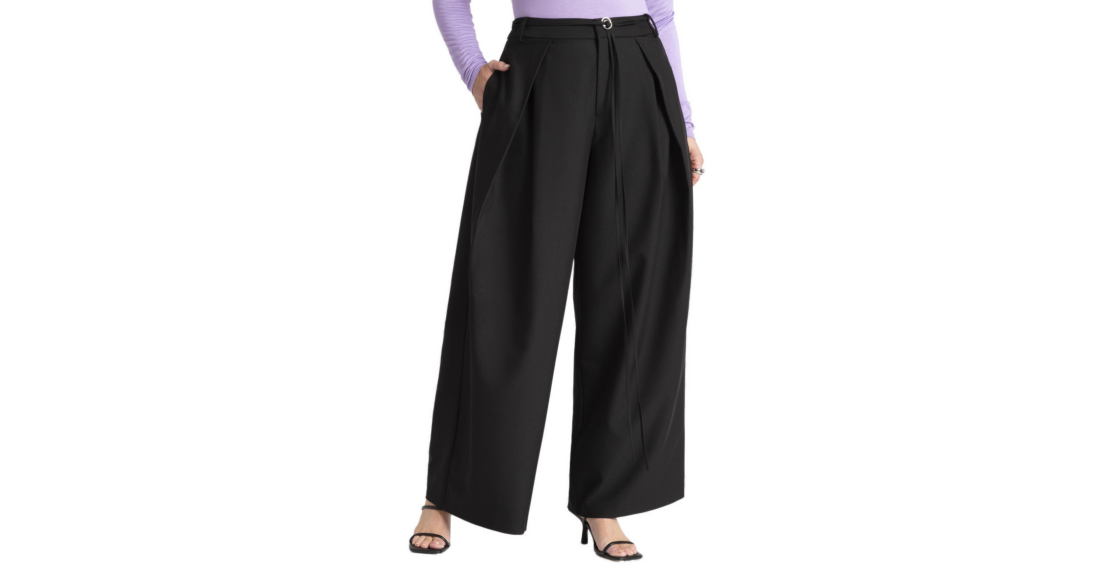 Eloquii Women's Pleat Detail Trouser With Long Belt