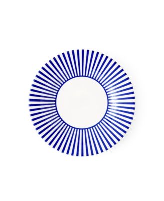 Blue Italian Steccato Narrow Stripe Side Plates, Set of 4