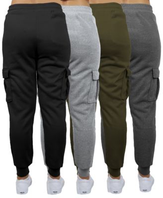 Women's Heavyweight Loose Fit Fleece-Lined Cargo Jogger Pants-4PK