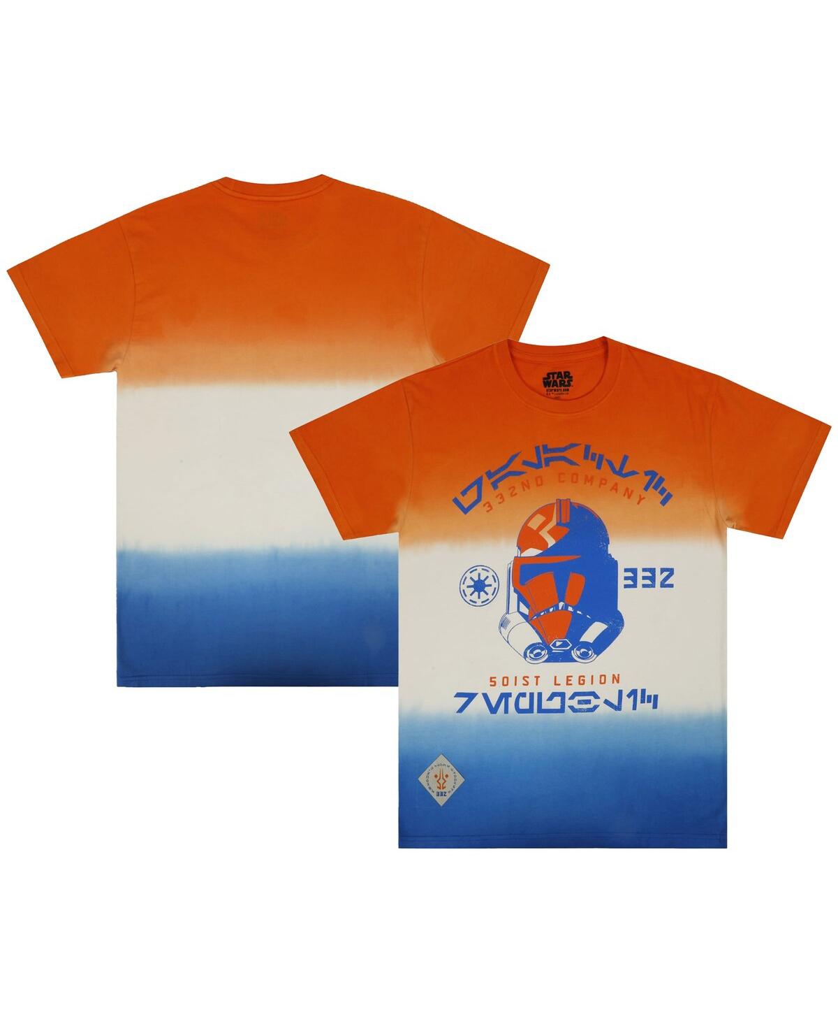 Shop Heroes & Villains Unisex Orange/blue Star Wars Ahsoka 332nd Company Colorblock T-shirt In Orange,blue