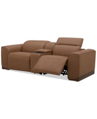 Lovro 3-Pc. Leather Sofa with 2 Power Motion Chairs & 1 Console, Created for Macy's