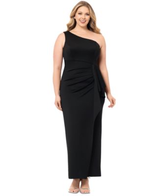 XSCAPE - Plus Size One-Shoulder Long Ruffle Dress