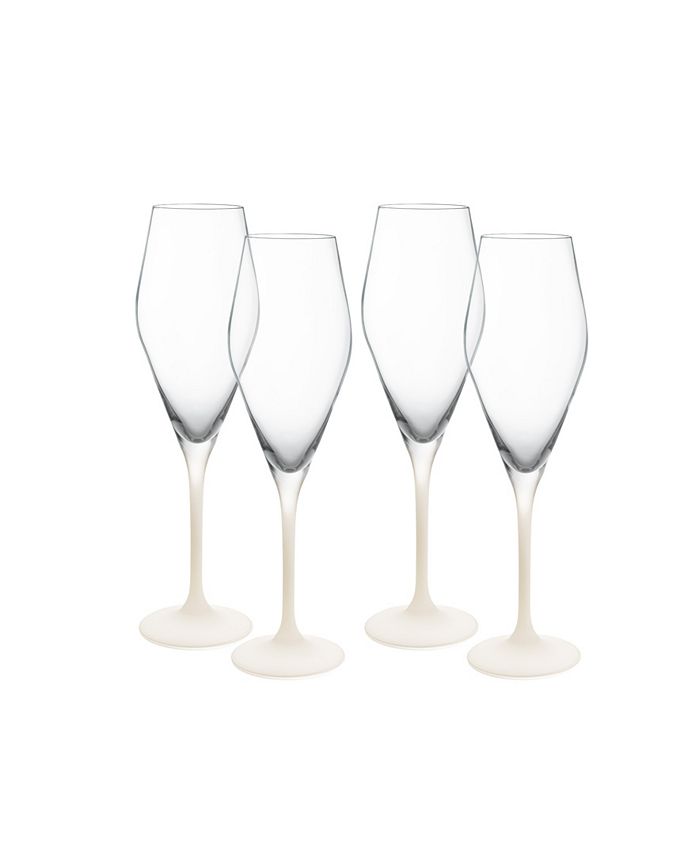 Villeroy & Boch Manufacture Rock Blanc - Lot De 4 Flûtes à Champagne Élégantes 260 Ml, Cristal Mat Blanc Ardoise, Le Toucher Raffiné Pour Vos Bulles