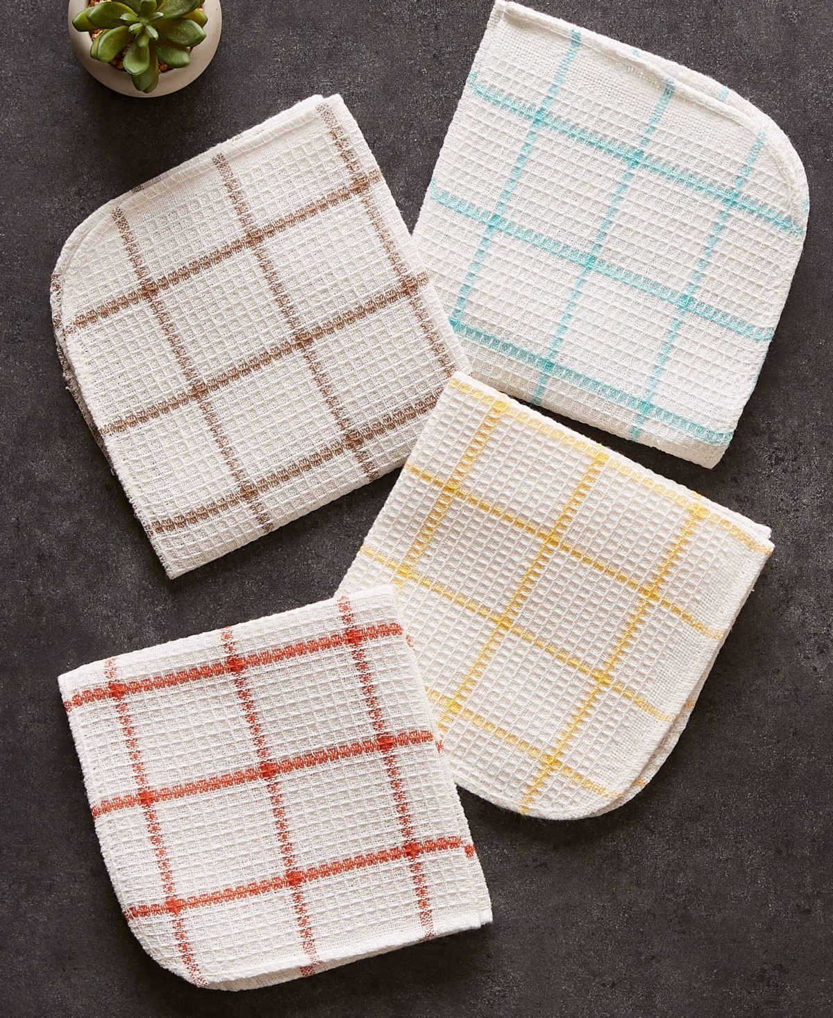 Design Imports Scrubber Dishcloths Collection Windowpane Dishrag Set, 12x12", White/Stone Stripe, 6 Piece