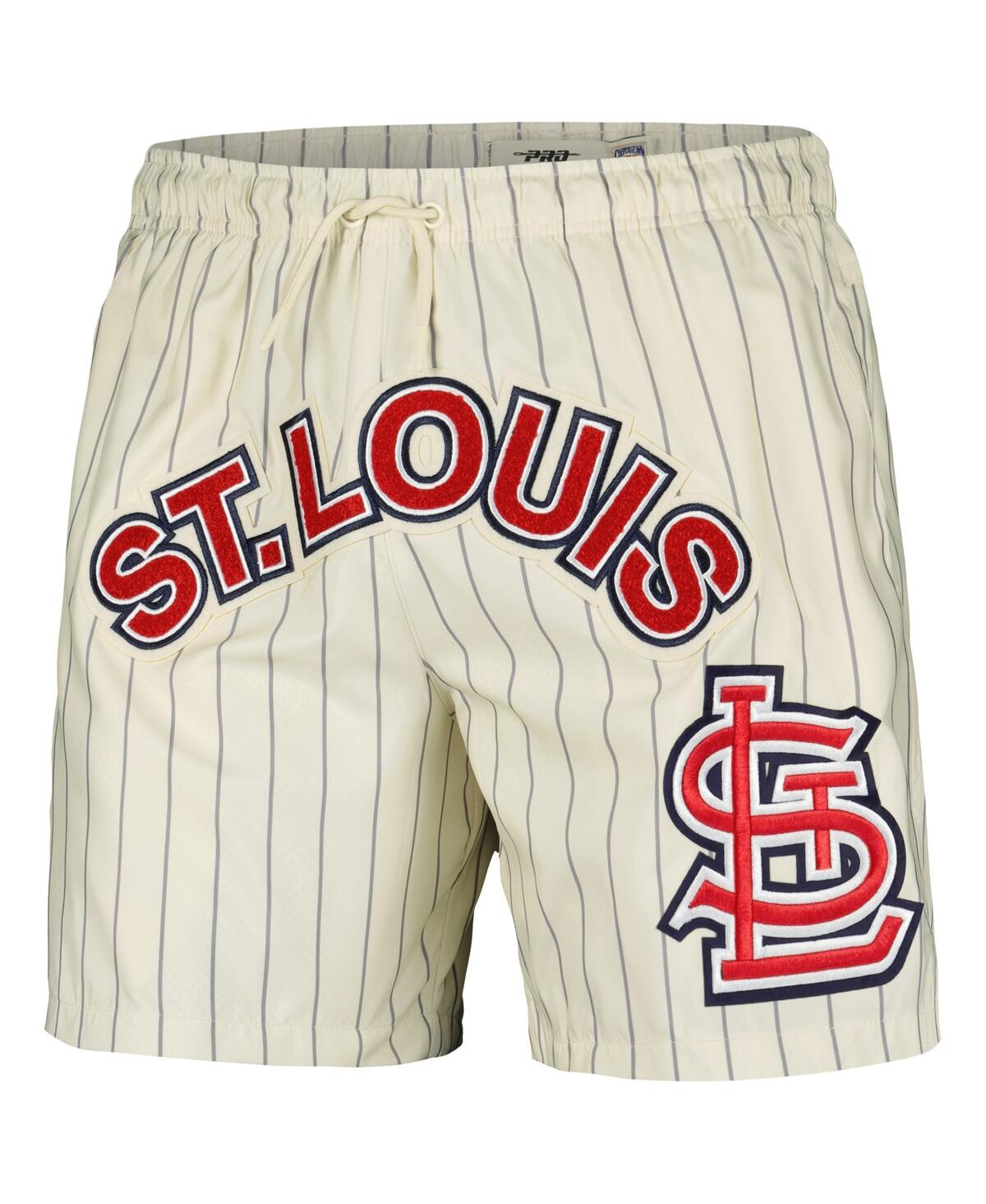 Pro Standard Men's Cream St. Louis Cardinals Pinstripe Retro Classic Woven Shorts In Cream