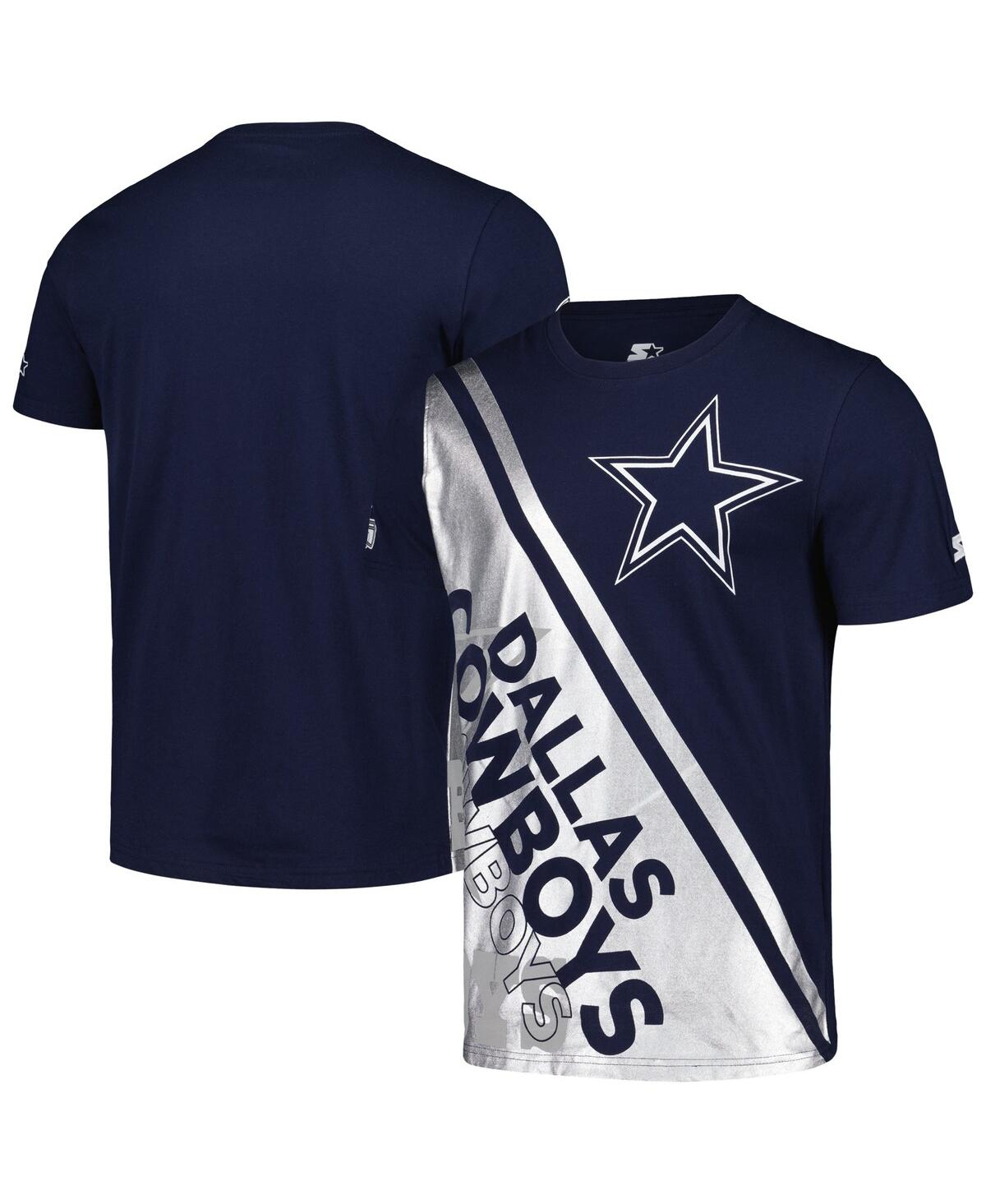 Starter Men's Navy/silver Dallas Cowboys Finish Line Extreme Graphic T-shirt In Blue