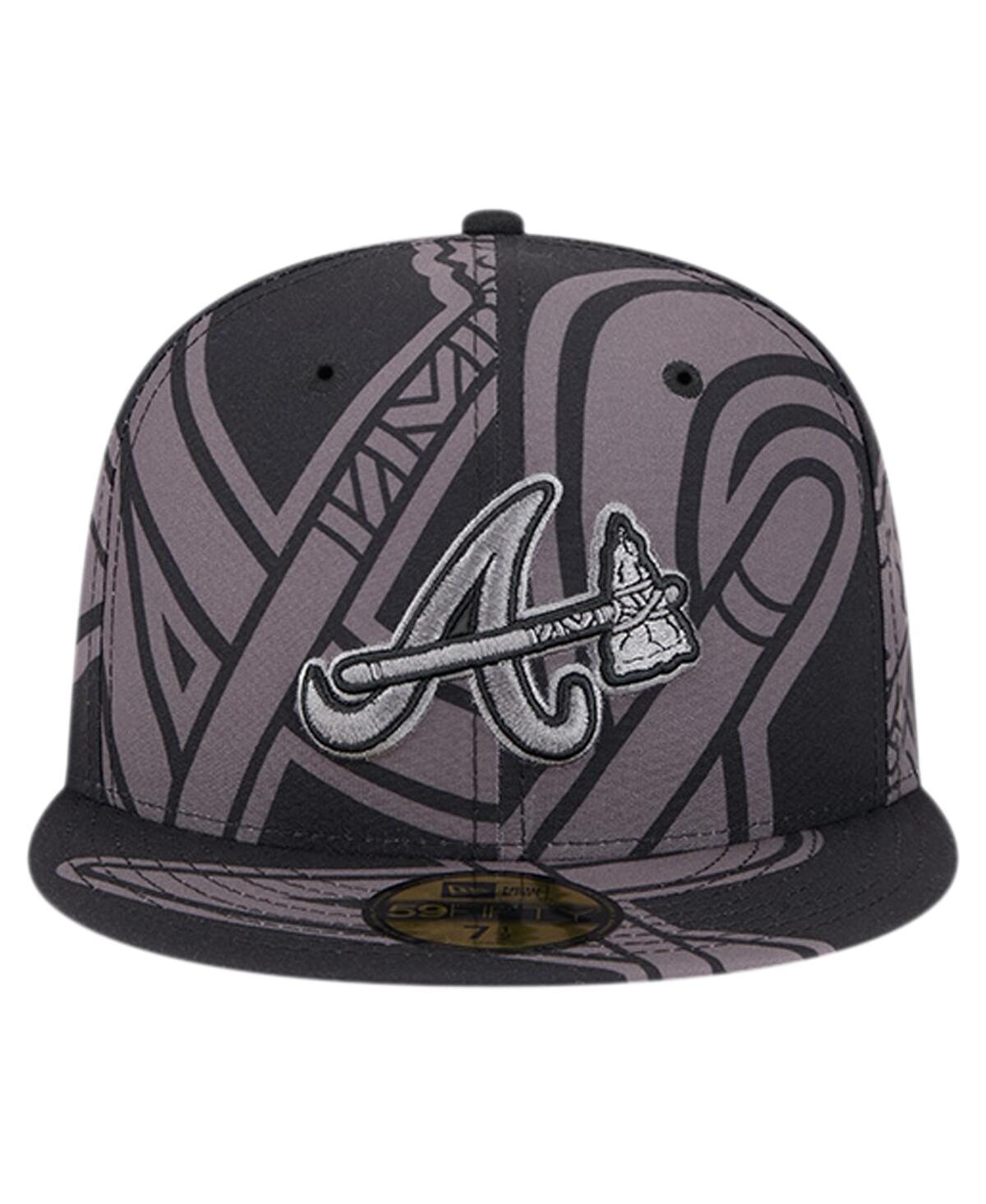 New Era Men'sAtlanta Braves Logo Fracture 59FIFTY Fitted Hat - Black, Graphite