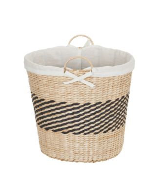 Woven Basket, Decorative Basket with Handles and Cotton Liner