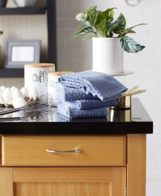Basic Terry Collection Waffle Dishtowel Set, 15x26", Solid Stonewash Blue, 4 Piece