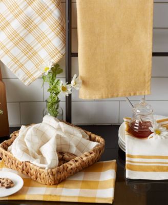 Everyday Basic Kitchen Collection Large Woven Cotton Dishtowel/Tea Towel Set, 18x28", Honey Gold, 5 Count