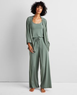 Women's 3-Piece. Fluid-Knit Pajama Set - Black - Medium