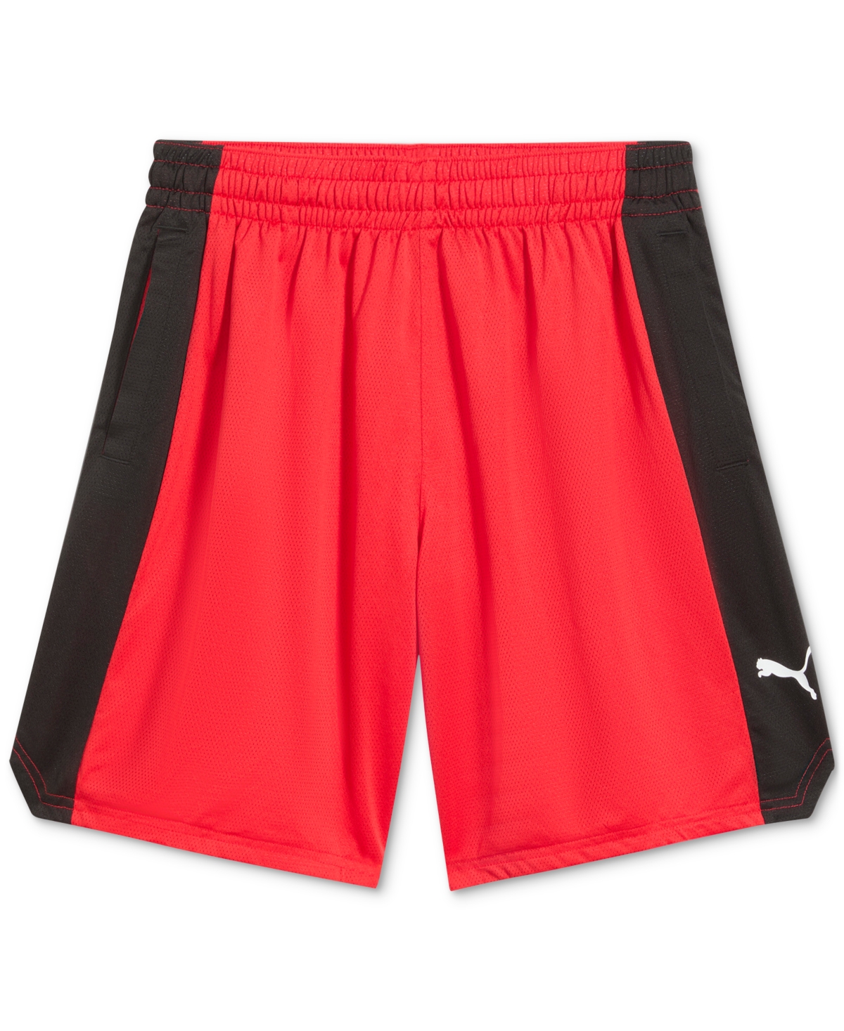 Shop Puma Men's Shot Blocker Colorblocked Logo Shorts In For All Time Red- Black