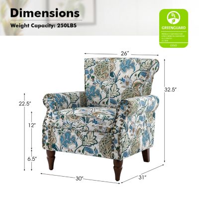 Avelina Wooden Armchair with Nailhead Trim