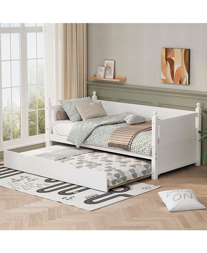 Simplie Fun Twin Size Solid Wood Daybed With Trundle For Limited Space
