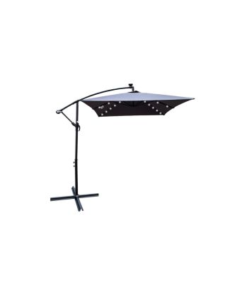 Streamdale Solar Powered LED Patio Umbrella, 8 Ribs, Crank and Cross Base