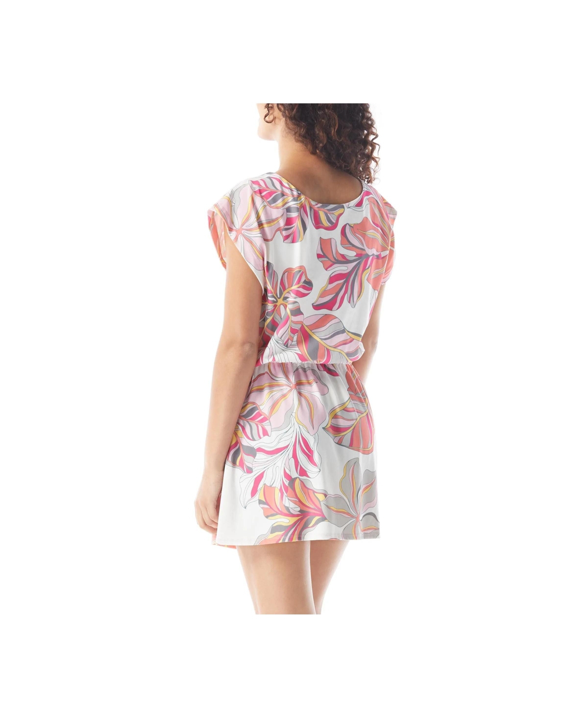 Beach House Style Women's Floral Print Eva Boat Neckline Dress - 100 white