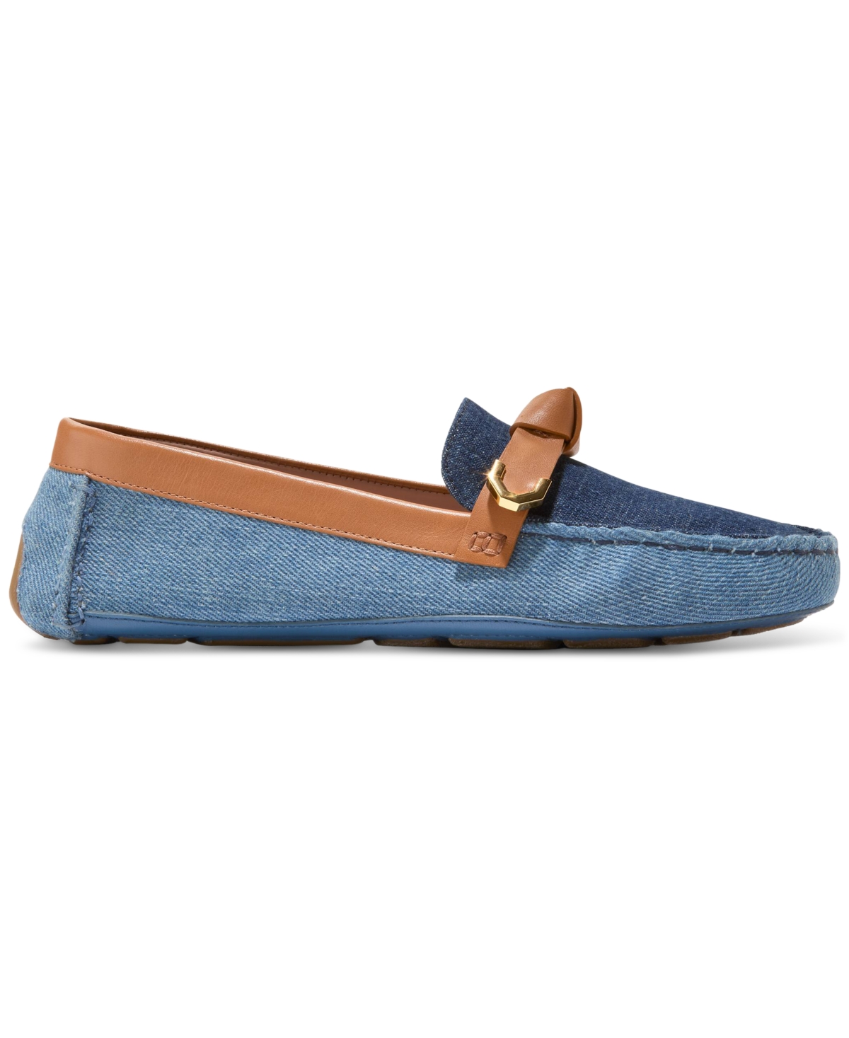 Cole Haan Women's Evelyn Bow Driver Loafers - Dark Denim, Pecan Leather