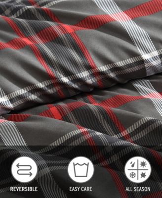 CLOSEOUT! Willow Plaid Microsuede 2 Piece Duvet Cover Set, Twin