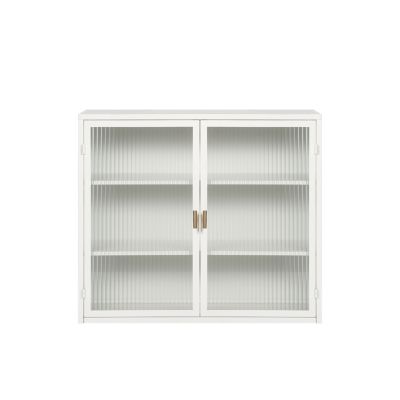 Modern Glass Door Wall Cabinet with Three-tier Storage