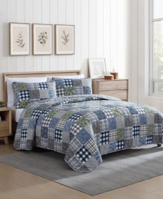 Cozy Plaid Patchwork Reversible 3 Piece Quilt Set, Full/Queen
