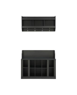 Elegant White Shoe Storage Bench With Coat Rack