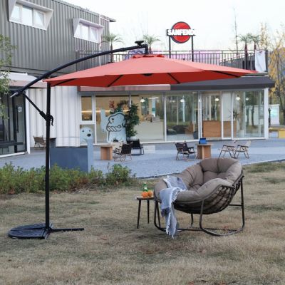 10FT Solar LED Offset Hanging Market Patio Umbrella